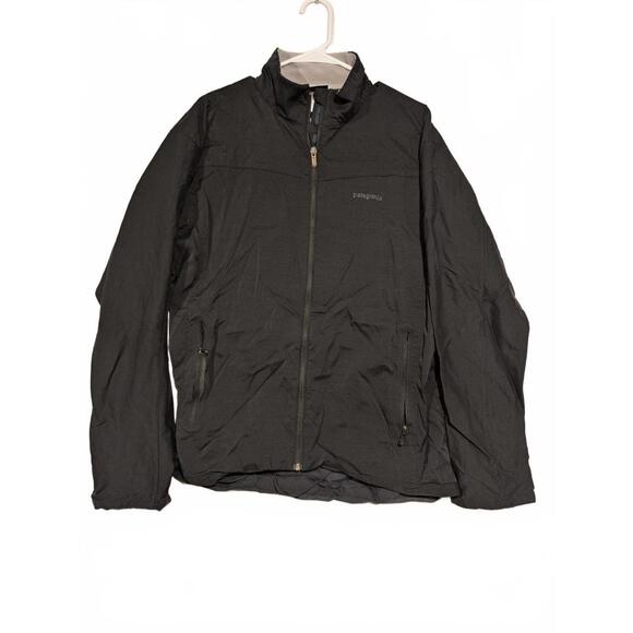 Patagonia Lightweight Full-Zip Jacket Mens Large Black Nylon Water Resistant - Picture 1 of 12